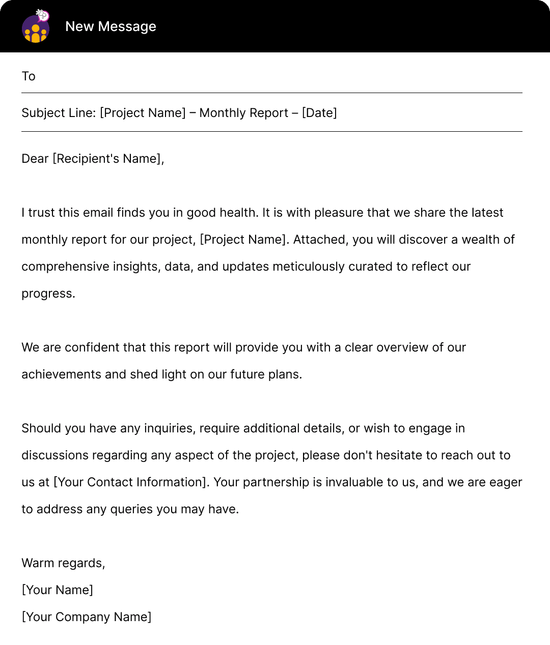 Sending Project Reports – Email Template For Email With Attachments File