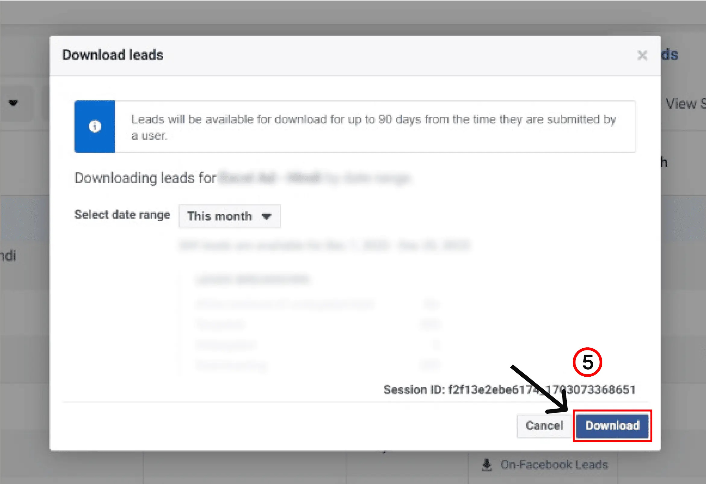 How to download Facebook leads - NeoDove - Step 5 