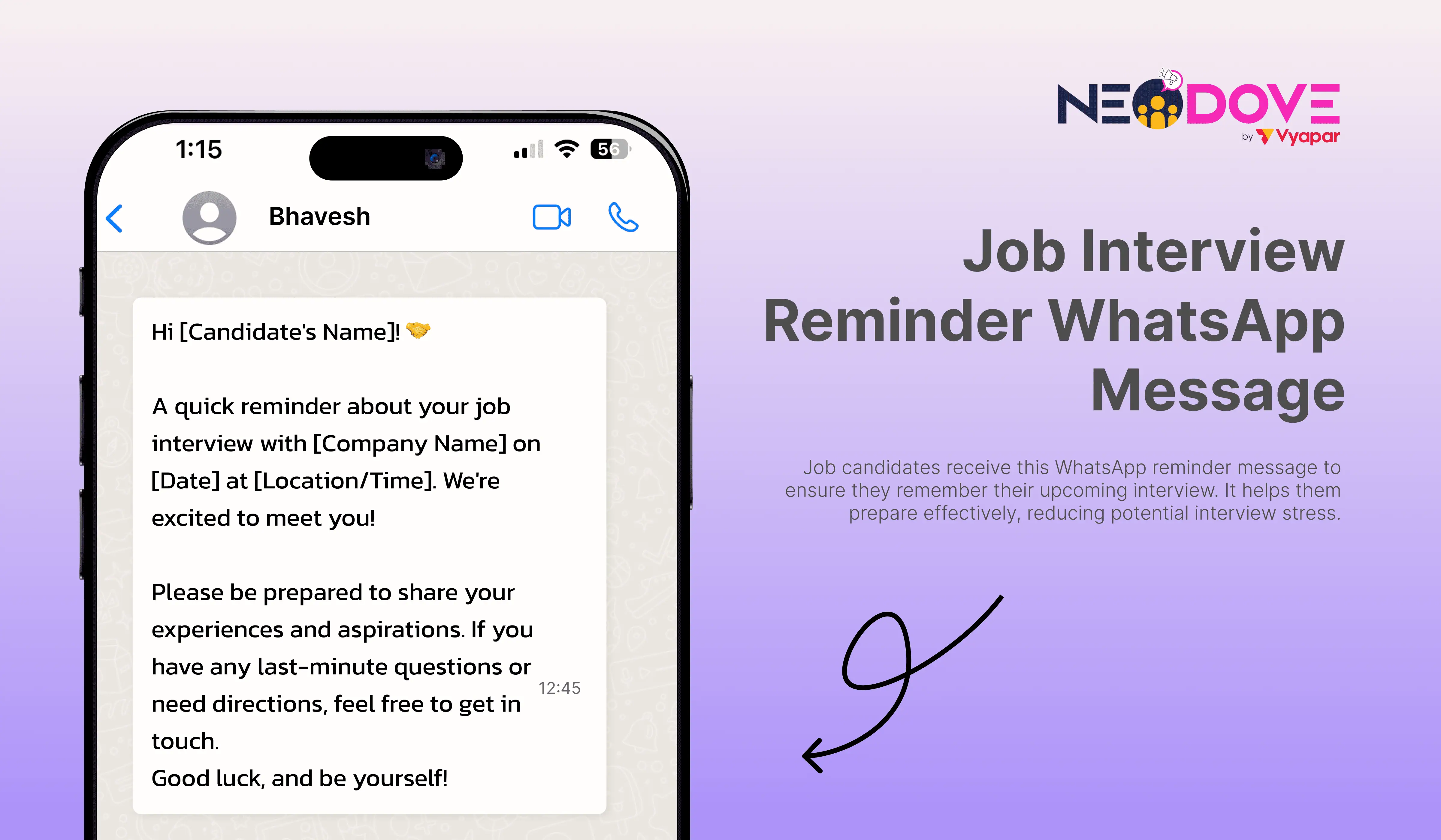 Job Interview Reminder WhatsApp Message - NeoDove 